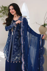 WINTER-3PC DHANAK EMBROIDERED SHIRT WITH CHIFFON EMBROIDERED DUPATTA AND TROUSER-5109