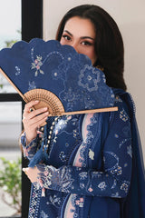 WINTER-3PC DHANAK EMBROIDERED SHIRT WITH CHIFFON EMBROIDERED DUPATTA AND TROUSER-5109