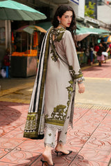 WINTER-3PC KHADDAR PRINTED EMB SHIRT WITH KHADDAR PRINTED DUPATTA AND PRINT TROUSER-2664