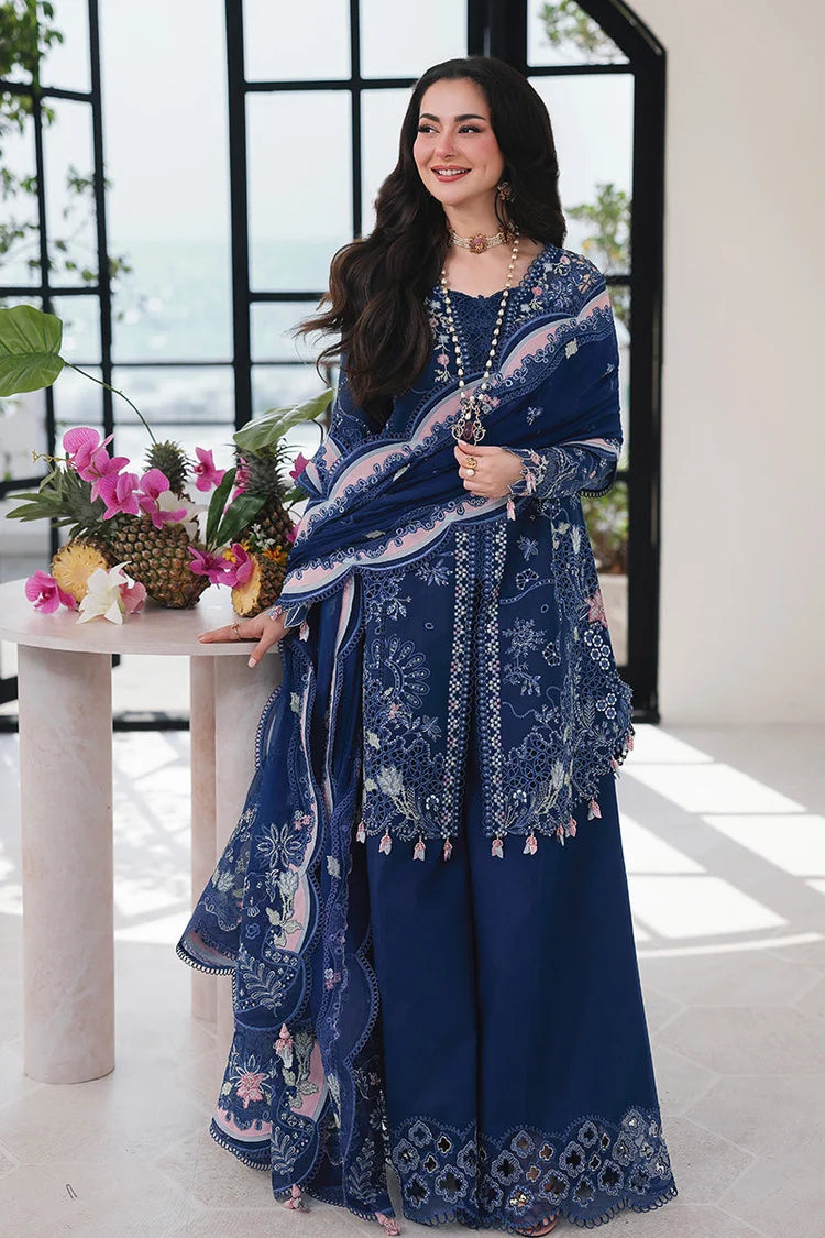 WINTER-3PC DHANAK EMBROIDERED SHIRT WITH CHIFFON EMBROIDERED DUPATTA AND TROUSER-5109