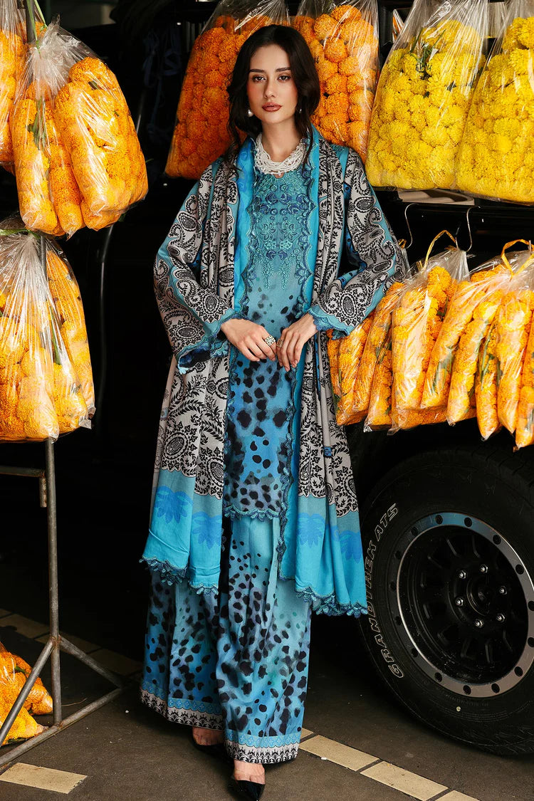 WINTER-3PC KHADDAR PRINTED EMB SHIRT WITH KHADDAR PRINTED DUPATTA AND PRINT TROUSER-2665