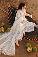 WINTER-3PC DHANAK CHIKAN EMBROIDERED SHIRT WITH DHANAK EMBROIDERED SHAWL AND TROUSER-5095