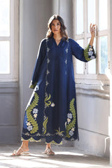 WINTER -RAW SILK 2PC -RAW SILK SHIRT EMBROIDRED AND RAW SILK EMBROIDERED TROUSER-5151