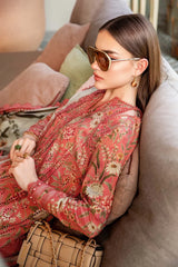 SUMMER-3PC LAWN PRINTED EMB SHIRT WITH CHIFFON PRINT DUPATTA AND PRINT TROUSER-2505