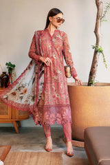 SUMMER-3PC LAWN PRINTED EMB SHIRT WITH CHIFFON PRINT DUPATTA AND PRINT TROUSER-2505