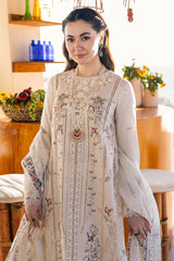SUMMER-3PC LAWN EMBROIDERED SHIRT WITH CHIFFOON EMBROIDERED PRINT DUPATTA AND EMB TROUSER-4652