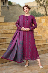 WINTER-3PC DHANAK EMBROIDERED SHIRT WITH WOOL PRINTED SHAWL AND TROUSER-5188