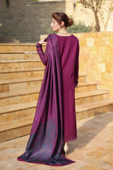 WINTER-3PC DHANAK EMBROIDERED SHIRT WITH WOOL PRINTED SHAWL AND TROUSER-5188