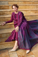 WINTER-3PC DHANAK EMBROIDERED SHIRT WITH WOOL PRINTED SHAWL AND TROUSER-5188
