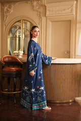 WINTER-2PC-SHAMOZE SILK PRINTED SHIRT WITH SILK TROUSER-9015