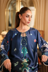 WINTER-2PC-SHAMOZE SILK PRINTED SHIRT WITH SILK TROUSER-9015