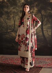 WINTER-3PC SHAMOZ SILK PRINT EMBROIDERED SHIRT WITH SOFT SILK PRINT EMBROIDERED DUPATTA & EMB SILK TROUSER-1706
