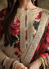 WINTER-3PC SHAMOZ SILK PRINT EMBROIDERED SHIRT WITH SOFT SILK PRINT EMBROIDERED DUPATTA & EMB SILK TROUSER-1706