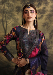 WINTER-3PC SHAMOZE SILK PRINTED EMBROIDERED SHIRT WITH SOFT SILK PRINTED EMB DUPATTA & EMB TROUSER-1725