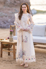 SUMMER-3PC CHIKANKARI LAWN EMBROIDERED WITH ORGANZA EMBROIDERED DUPATTA & TROUSER-4521