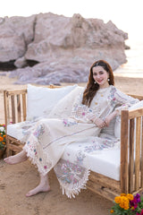 SUMMER-3PC CHIKANKARI LAWN EMBROIDERED WITH ORGANZA EMBROIDERED DUPATTA & TROUSER-4521