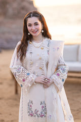 SUMMER-3PC CHIKANKARI LAWN EMBROIDERED WITH ORGANZA EMBROIDERED DUPATTA & TROUSER-4521