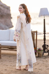 SUMMER-3PC CHIKANKARI LAWN EMBROIDERED WITH ORGANZA EMBROIDERED DUPATTA & TROUSER-4521