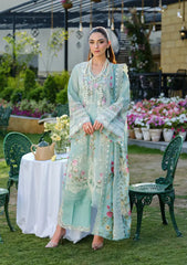 SUMMER-3PC LAWN CHIKANKAARI EMBROIDERED SHIRT WITH CHIFFON PRINTED DUPATTA AND TROUSER-4757