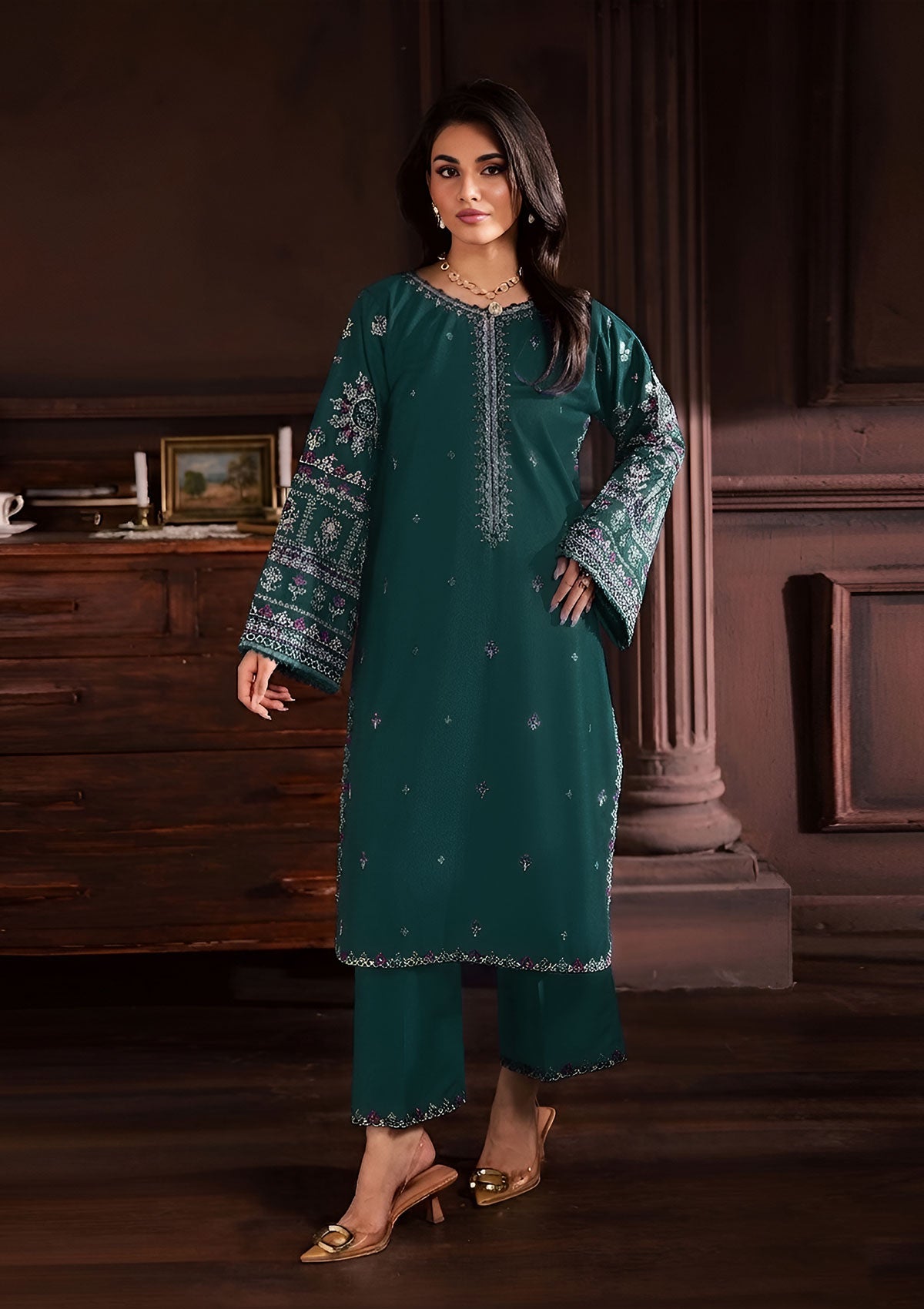 SUMMER-2PC LAWN EMBROIDERED SHIRT WITH TROUSER-231