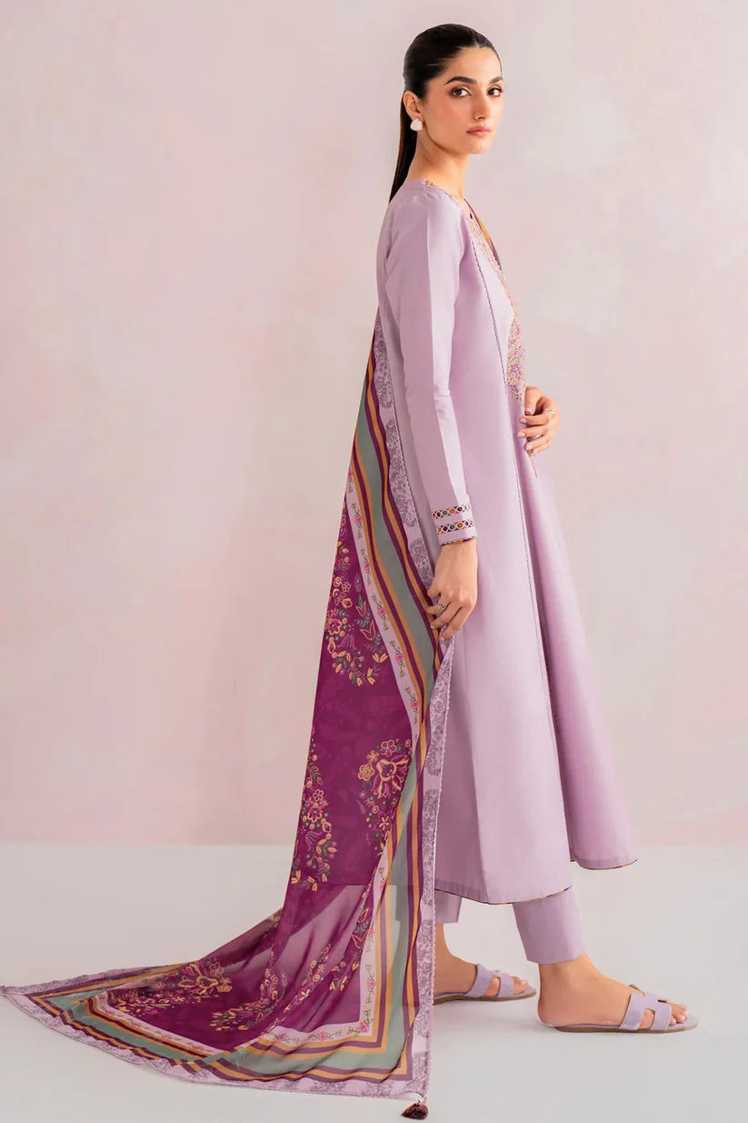 SUMMER- 3PC LAWN EMBROIDERED SHIRT WITH MONARK PRINTED DUPATTA AND TROUSER-3735