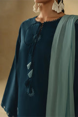 WINTER -3PC DHANAK EMBROIDERED SHIRT WITH CHIFFON EMBROIDERED DUPATTA AND TROUSER_-5173