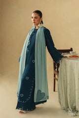 WINTER -3PC DHANAK EMBROIDERED SHIRT WITH CHIFFON EMBROIDERED DUPATTA AND TROUSER_-5173