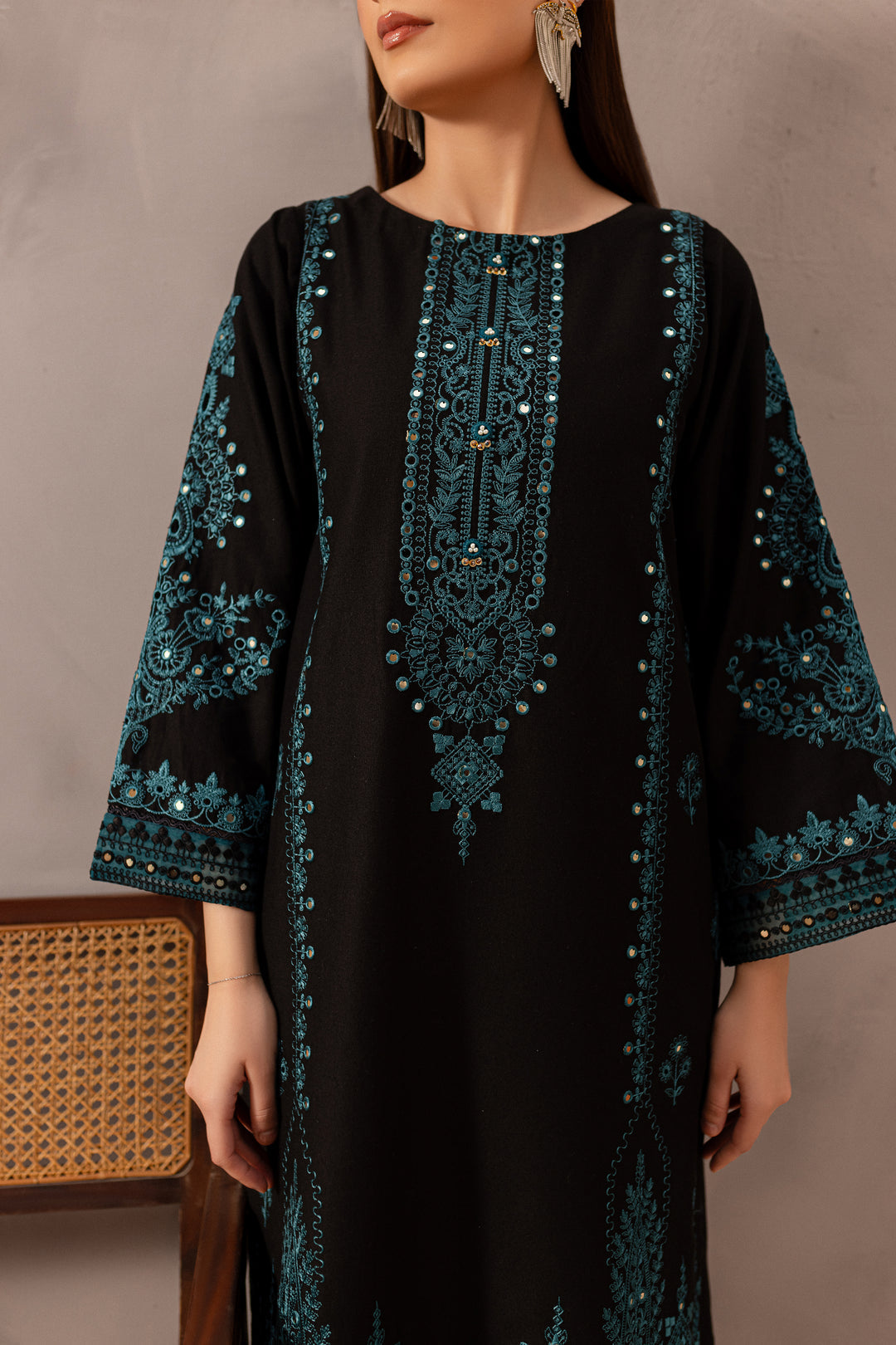 SUMMER-2PC SEQUIN LAWN EMBROIDERED SHIRT WITH SEQUIN LAWN EMBROIDERED TROUSER-3462