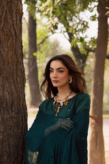 WINTER-3PC DHANAK EMBROIDERED SHIRT WITH DHANAK EMBROIDERED SHAWL AND TROUSER-5197