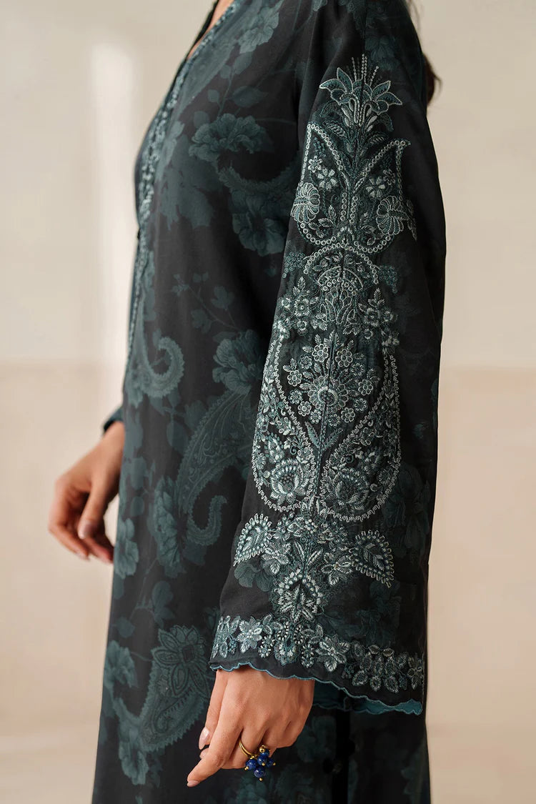 WINTER-3PC VISCOSE PRINTED EMB SHIRT WITH VISCOSE PRINTED DUPATTA AND TROUSER-2631