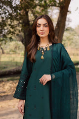 WINTER-3PC DHANAK EMBROIDERED SHIRT WITH DHANAK EMBROIDERED SHAWL AND TROUSER-5197