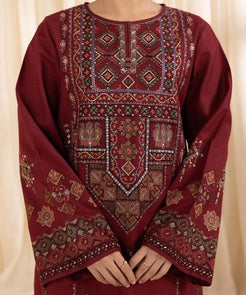 WINTER-3PC DHANAK EMBROIDERED SHIRT WITH COURTRAI PRINTED SHAWL AND TROUSER-4065