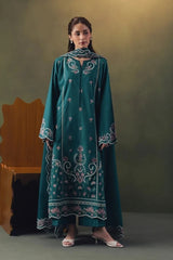 WINTER-3PC DHANAK EMBROIDERED SHIRT WITH DHANAK EMBROIDERED SHAWL AND TROUSER-5257