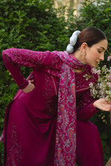 WINTER-3PC DHANAK EMBROIDERED SHIRT WITH WOOL PRINTED SHAWL AND TROUSER-5219