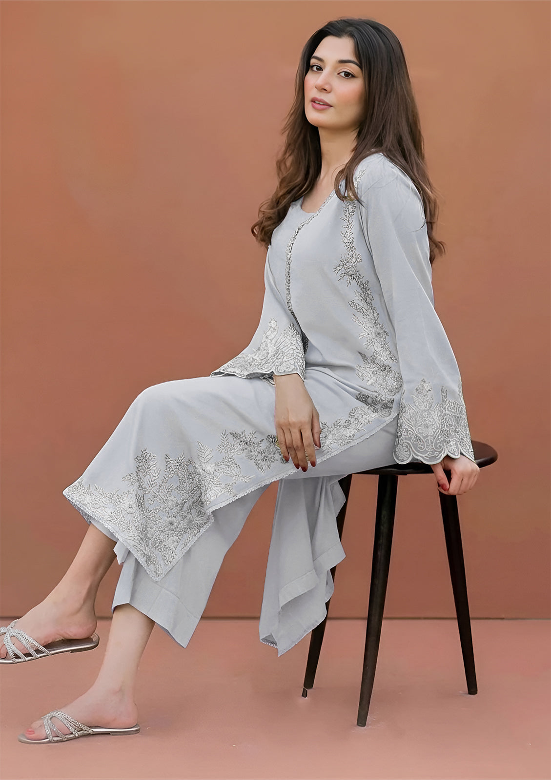 SUMMER-2PC LAWN EMBROIDERED SHIRT WITH TROUSER-1147