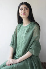 WINTER- 3PC DHANAK EMBROIDERED SHIRT WITH ORGANZA EMBROIDERED DUPPATTA & TROUSER-1230