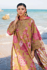 WINTER-3PC KHADDAR PRINTED EMB SHIRT WITH KHADDAR PRINTED DUPATTA AND PRINT TROUSER-2622