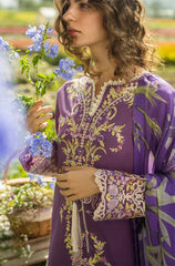 WINTER-3PC DHANAK EMBROIDERED SHIRT WITH COUTRAI PRINTED SHAWL & TROUSER-ADR-4091