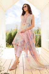 SUMMER-3PC LAWN EMBROIDERED PRINTED SHIRT WITH CHIFFON PRINT DUPATTA AND PRINT TROUSER-2522