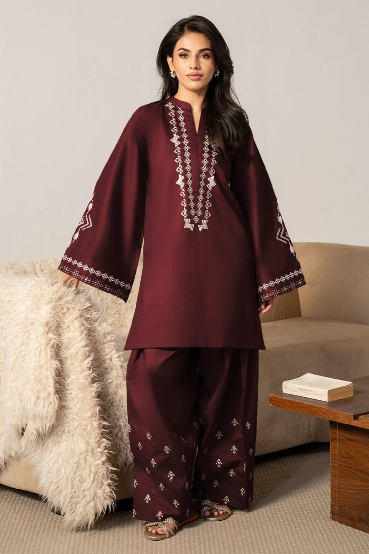 WINTER-2PIECE DHANAK EMBROIDERED SHIRT WITH DHANAK EMB TROUSER-15099