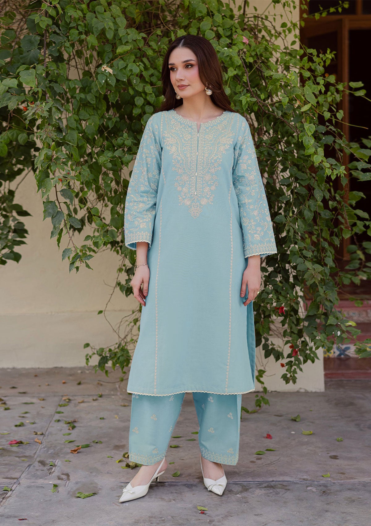 SUMMER-2PC LAWN EMBROIDERED SHIRT WITH TROUSER-298