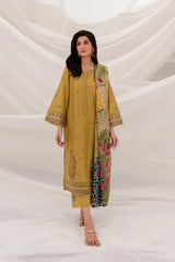 WINTER-3PC DHANAK EMBROIDERED SHIRT WITH MONARK PRINTED DUPATTA & TROUSER-1244