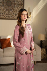 WINTER-3PC DHANAK EMBROIDERED SHIRT WITH WOOL PRINTED SHAWL AND TROUSER-5023