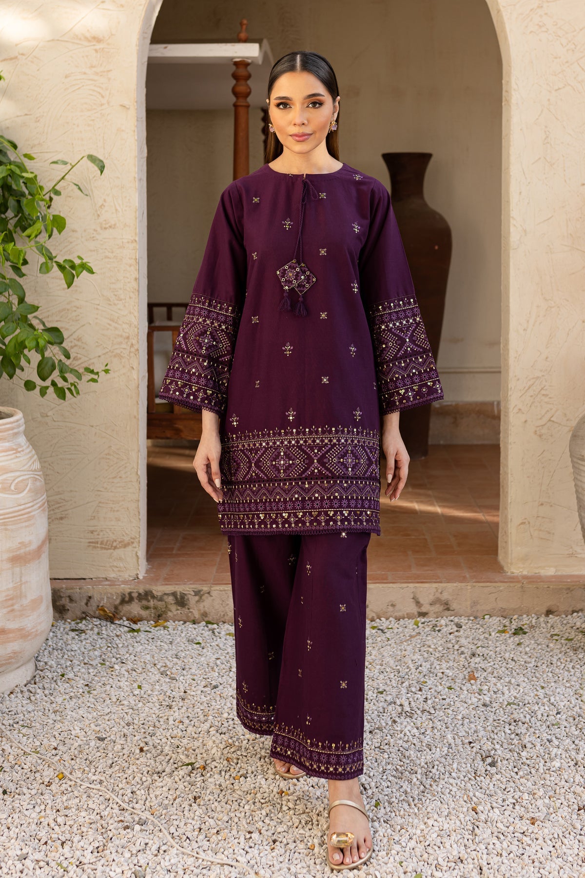 WINTER-2PC DHANAK EMBROIDERED SHIRT & EMBROIDERED TROUSER-108