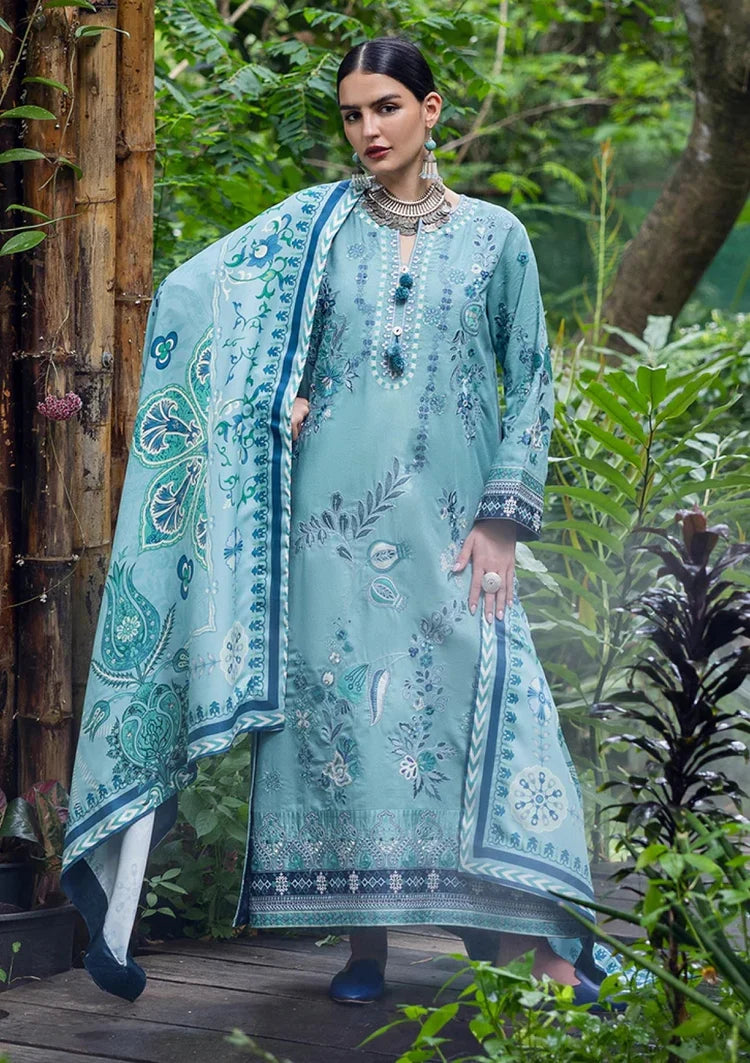 WINTER-3PC DHANAK EMBROIDERED SHIRT WITH WOOL PRINTED SHAWL AND TROUSER-5180