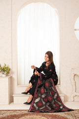 WINTER-3PC DHANAK EMBROIDERED SHIRT WITH HEAVY CUTWORK EMBROIDERED DHANAK SHAWL AND TROUSER -002
