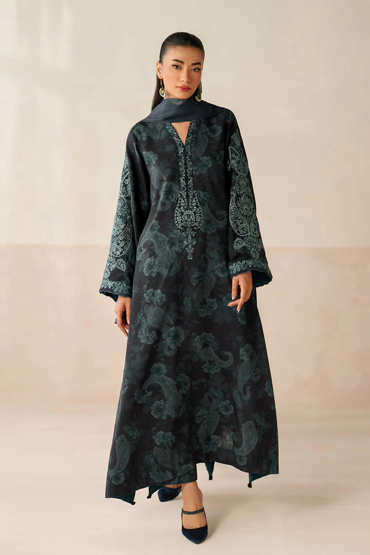 WINTER-3PC VISCOSE PRINTED EMB SHIRT WITH VISCOSE PRINTED DUPATTA AND TROUSER-2631