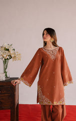 WINTER-2PIECE DHANAK EMBROIDERED SHIRT WITH DHANAK TROUSER-15069