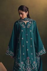 WINTER-3PC DHANAK EMBROIDERED SHIRT WITH DHANAK EMBROIDERED SHAWL AND TROUSER-5257