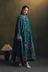 WINTER-3PC DHANAK EMBROIDERED SHIRT WITH DHANAK EMBROIDERED SHAWL AND TROUSER-5257